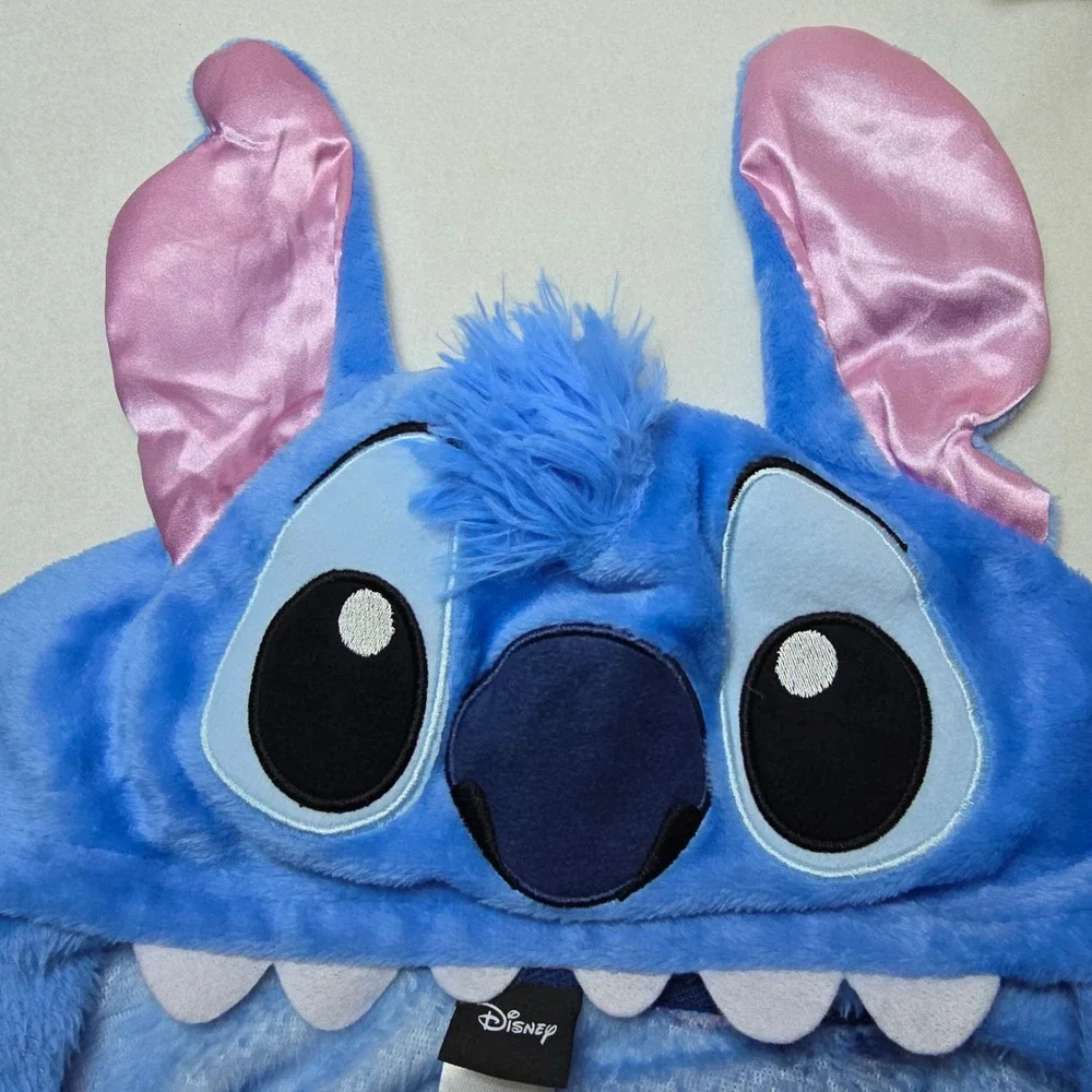 Disney Stitch One Piece Pajamas Sleepwear‎ Hooded Zip Up Adult XS Plush Lounge